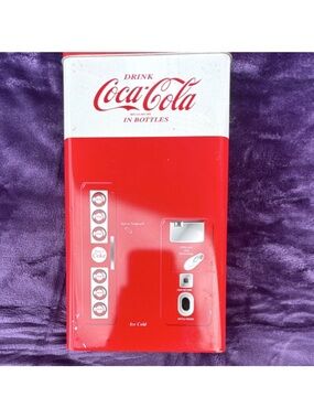 Coca-Cola Vending Machine Tin Box w/ 4pc 8 oz Glass Set Red/White 1999